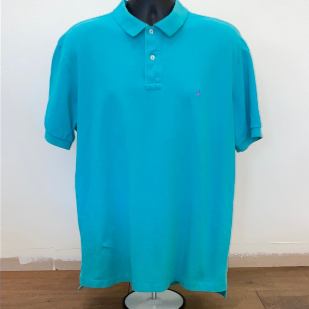 Vintage Ralph Lauren Teal Mesh Polo Shirt for Men XL